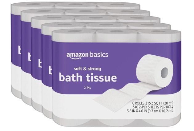 Amazon Basics Soft and Strong 2-Ply Toilet Paper, 30 Ultra Rolls 